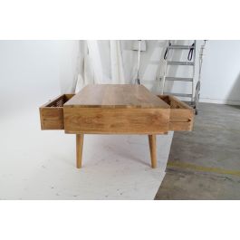 DKD Home Decor Mesa Centro Tropical Mango y Ratán Natural 60 x 46 x 115 cm