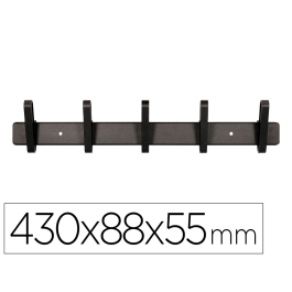 Liderpapel Perchero de Pared Metálico Negro 5 Colgadores 430x88x55 mm Precio: 15.49999957. SKU: B1CSTGBN36
