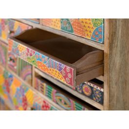 Giner y Colomer Aparador Alto Madera de Mango 90 cm Natural Multicolor 10 Cajones