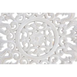 DKD Home Decor Decoración de Pared Indio Blanco 30 x 30 x 1.5 cm (4 Unidades) Estilo Étnico Tallado Madera