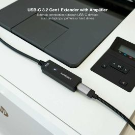 Nanocable 10.01.1311 Cable Alargador USB-C 3.2 Gen1 con Amplificador Activo, Macho-Hembra, 5m, Negro, 5 Gbps (No vídeo)