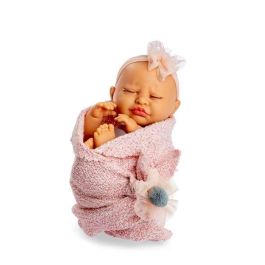 Berjuan Muñeca Poppy Dolls 38cm, con luces y sonidos, toquilla de lana rosa, Edad 3+ años, pilas incluidas