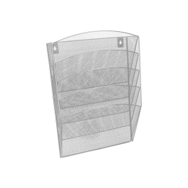 Q-connect Expositor Mural de Pared con 5 Bandejas DIN A4 Plateado Metalico 9,3x31,5x44 cm