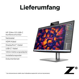 HP Monitor Z24m G3 23.8'' QHD (2560x1440) IPS 5ms USB-C Webcam Altavoces para Conferencias Plata
