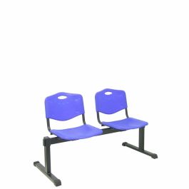 Piqueras y Crespo Bancada Iso 2 Plazas con Asiento y Respaldo de PVC Azul - Estructura de Hierro Negro