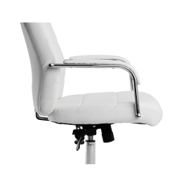 Q-connect Silla de Dirección Piav Simil Piel Base Metálica Ruedas Premium Color Blanco Altura Máxima 1250 mm, Anchura 610 mm, Profundidad 700 mm