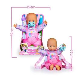 Nenuco Muñeco ¿Damos un Paseo? 35 cm con ropita para porteo o mochila, incluye biberón