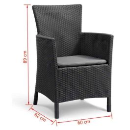 ALLIBERT by KETER Sillón de Jardín para Exterior IOWA Graphite Resina Trenzada Imitación Ratán con Cojín Gris de Poliéster 62x60x89 cm