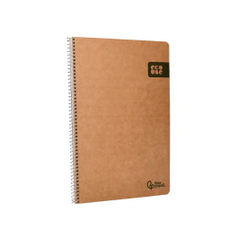 Liderpapel Cuaderno espiral A4 Ecouse tapa cartulina kraft 80 hojas papel reciclado 80gr cuadro 4mm con margen