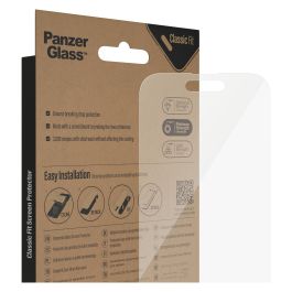 PanzerGlass Protector de Pantalla de Vidrio Templado para iPhone 14 Pro, Aplicación en Seco, Antibacteriano, Resistente a Rayones y Golpes, Transparente - 1 Unidad