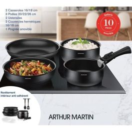 Arthur Martin ART3508510045735 Batería de Cocina 10 Piezas Aluminio, Compatible con Todo Excepto Inducción, Negro Arthur Martin ART3508510045735 Batería de Cocina 10 Piezas Aluminio, Compatible con Todo Excepto Inducción, Negro