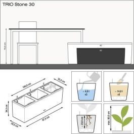 Jardinera LECHUZA Trio Stone 30 - kit completo, negro grafito - autorriego - 100 x 32,5 x 34,5 cm