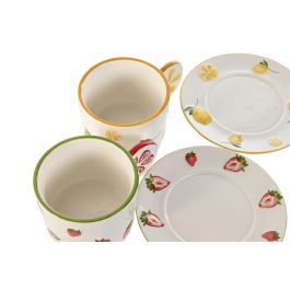 Taza Set Plato Moderno DKD Home Decor Amarillo Rojo 14 x 7.4 x 15 cm (6 Unidades)