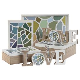 DKD Home Decor Bandeja Guell Moderno Blanco Multicolor MDF 30 x 5 x 40 cm (4 Unidades)