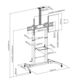 Soporte de Suelo Inclinable con Ruedas y Manivela Aisens FT100TE-171 para TV 60-100"/ hasta 100kg Soporte de Suelo Inclinable con Ruedas y Manivela Aisens FT100TE-171 para TV 60-100"/ hasta 100kg