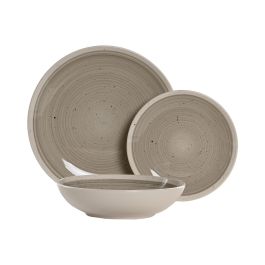 Vajilla Basicos DKD Home Decor Gris Beige 27 x 3 x 27 cm Set de 18 Vajilla Basicos DKD Home Decor Gris Beige 27 x 3 x 27 cm Set de 18