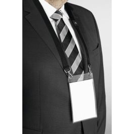 Durable 852501 - Tarjetero identificativo A6 con cinta textil, vertical, negro/transparente, 10 unidades