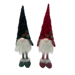 DKD Home Decor Figura de Gnomo de Navidad Tradicional de Poliéster Verde y Rojo, 9x49x13 cm (Set de 4 Unidades Surtidas)