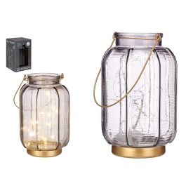 Farol LED Giftdecor Antracita 14x22x14 cm, Vidrio, Gris/Oro, 20 LED (6 Unidades) Precio: 67.99000043. SKU: S3611483