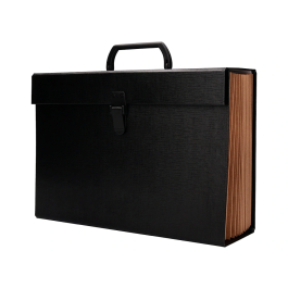 Liderpapel Maletín con fuelle y asa, cartón forrado, 19 departamentos, 255x390x120 mm, colores surtidos