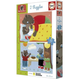 Educa Osito Pardo 8412668198807 - Set de 2 puzzles de 20 piezas para niños a partir de 4 años