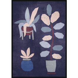 DKD Home Decor Cuadro Moderno Azul con Diseño de Flores para Decoración, Materiales Lienzo y PS, 123 x 83 x 4.5 cm (2 Unidades)