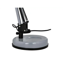 Q-connect Lámpara de Escritorio Polaris Metálica con Interruptor, Brazo Doble y 3 Articulaciones, Color Plata