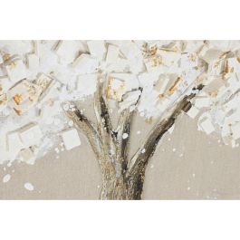 DKD Home Decor Cuadro Tradicional Lienzo Árbol Blanco Beige 100 x 100 x 3 cm (2 Unidades)