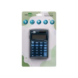 Calculadora Liderpapel Bolsillo Xf06 8 Digitos Solar Y Pilas Color Azul 98x62x8 mm