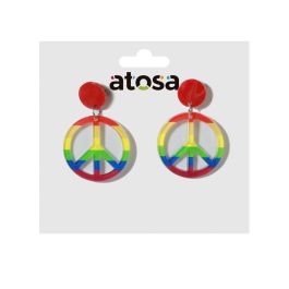 Pendientes Redondos Multicolor Símbolo de Paz Espíritu Amor Libre Hippie Boho 60s 70s