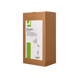 Q-connect Lámpara de Escritorio Polaris Metálica con Interruptor, Brazo Doble y 3 Articulaciones, Color Blanco