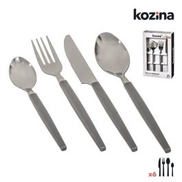 Kozina Set de 24 piezas de cubertería en acero inoxidable con mango gris de plástico Precio: 11.49999972. SKU: B1H524F9KN