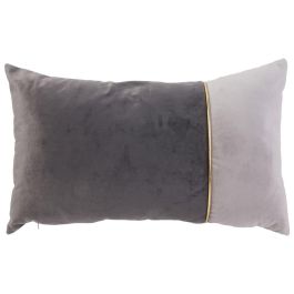 Home Deco Factory Cojín Bicolor 30x50 cm Rosa Gris con Ribete Dorado Desenfundable