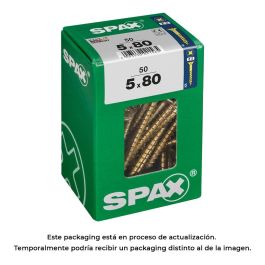 Spax 4081020500807 Tornillo Madera Cabeza Plana Yellox 5,0x80mm, Rosca Parcial, Ranura Cruz Z2, 4CUT, Caja 50 Unidades