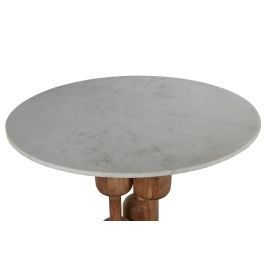 DKD Home Decor Mesa Comedor Redonda Moderna de Mármol y Acacia Negro Natural 106 cm Diámetro x 76 cm Alto Desmontable