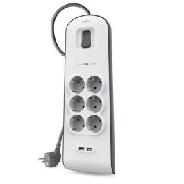 Belkin Regleta De Proteccion Contra Sobretensiones Con 6 Tomas + 2 Puertos Usb Botón De Apagado Y Encendido 2 Metros Blanco-Gris Precio: 25.4999998. SKU: B18RNTEM4R