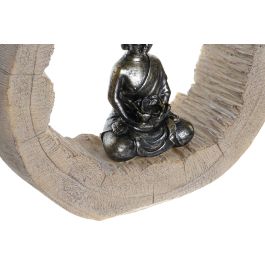 DKD Home Decor Figura Buda Tronco Negro Natural Resina 6 x 18.5 x 20.5 cm (2 Unidades)