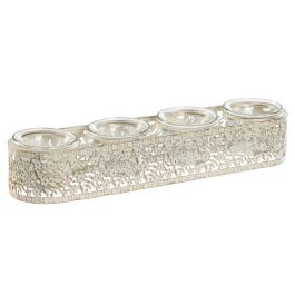 DKD Home Decor Portavela Shabby de Metal y Cristal Crema para 4 Velas - 31 cm Ancho, 7 cm Largo, 5 cm Alto DKD Home Decor Portavela Shabby de Metal y Cristal Crema para 4 Velas - 31 cm Ancho, 7 cm Largo, 5 cm Alto