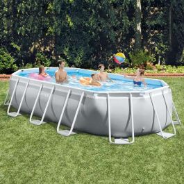 Intex Piscina Ovalada Desmontable Prism Frame 503x274x122 cm con Depuradora, Escalera, Cobertor y Tapiz (13365 Litros)