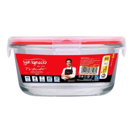 San Ignacio Fiambrera Hermética de Vidrio Borosilicato Redonda Modelo Toledo 800 ml, Apilable, Apta Lavavajillas, Congelador y Horno, Ø16 x 8 cm