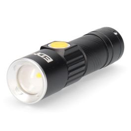 Mini linterna con zoom 1 led 120lm/40lm/ flash 9.000k recargable con usb.