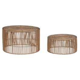 Mesa Centro Balines DKD Home Decor Natural 70 x 40 x 70 cm Set de 2