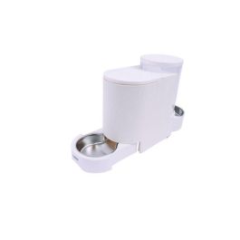M Pets MPE6953182752967 Dispensador de comida y agua DUPLO para mascotas - 1,3 kg / 3 L - 40 x 16,2 x 29,1 cm - Blanco
