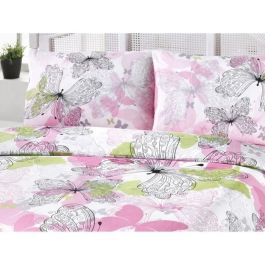 Juego de cama ASI8681181376270 - 1 funda nórdica 220x240 cm + 2 fundas de almohada 60x60 cm - 65% algodón, 35% poliéster - Rosa