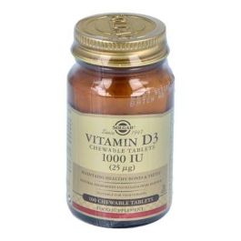 Solgar Vitamina D3 1000 IU (25 µg) Comprimidos Masticables 100 Unidades - Huesos, Dientes, Sistema Inmunitario - Sabor Fresa Plátano Precio: 15.6899996. SKU: B16S45TMXB