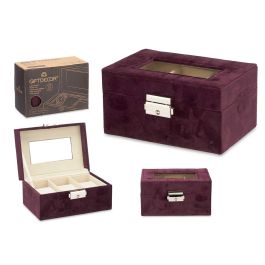Caja Relojero 3 Huecos con Llave Burdeos Giftdecor 16x8.5x11 cm (6 Unidades) Precio: 78.95000014. SKU: B1GGBQK23Z