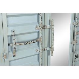 DKD Home Decor Armario Vintage Metal Azul Celeste 112x46x174 cm Estilo Contenedor con 2 Puertas, 3 Cajones, 2 Estantes