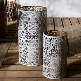 Home Deco Factory Juego de 2 Farolillos Dorado-Blanc