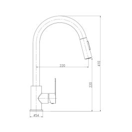 Verhal Grifo de cocina monomando caño alto extraíble, plateado mate, serie Miño, acero inoxidable 304 con pulsador y caño giratorio