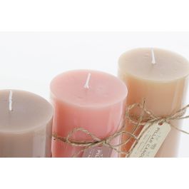 DKD Home Decor Vela de Cera Básicos Rustik aw 80 Horas Surtido Marrón/Oscuro/Rosa 12 Unidades 6.5x6.5x15 cm